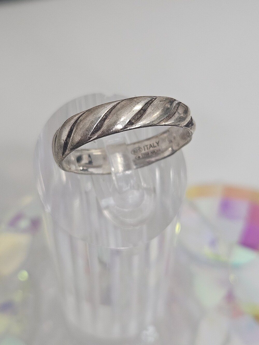 925 Italy 1758 AR Sterling Silver Swirl Band Ring Size 7.75 US
